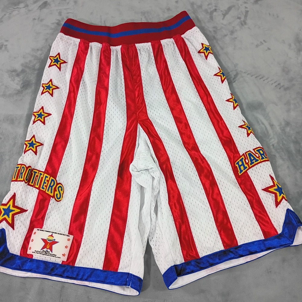 Harlem Globetrotters Basketball Shorts Red White Blue Striped Stars Mens Large